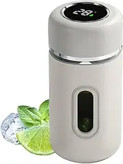 Glass Water Cup, 280ml Glass Bottle with Lid, Anti-Fall Tumbler Portable Tea Cup with Real-Time Temperature Display for Travel Camping Picnic Gym Home Work Daily Use Coffee Desktop