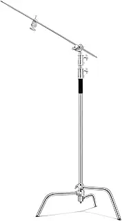 Studio Light Stand Heavy Duty Stainless Steel C Stand 1.5-3.3M Adjustable Light Stand, Photography Light Stand with Boom Arm Grip Head Sandbag, for Reflectors Softboxes Monolights Umbrellas