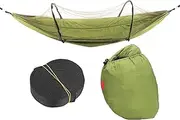 XIASABA Single Person Super Light Automatic Quick Opening Removable Hammock with Mosquito Net Military Green Comfortable Outdoor Relaxation (OD Green)