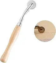 Tofficu Tool Wooden Handle Toothed Cloth Wheel Tailor Sewing Accessory Round Delimit Scribe Wheel Scanning Line for Neat Stitches