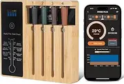lfcforldx 4-Probe Premium Wireless Smart Meat Thermometer | for BBQ, Oven, Grill, Kitchen, Smoker, Rotisserie | iOS & Android App | Apple Watch, Alexa Compatible | Dishwasher Safe