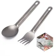 1pc Light Weight Titanium Spoon Fork For Outdoor Camping Tablewar===