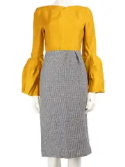 Yellow & Grey Midi Dress