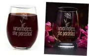 Inspiring Nevertheless, She Persisted Quote Engraved Stemless Wine Glass