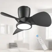 Ceiling Fans with Lights and Remote, 24 Inch Reversible Black Modern Dimmable...