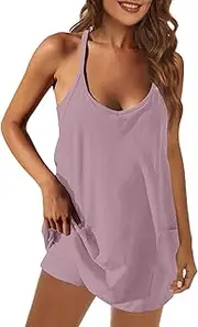 [Generic] Dress Shorts Spaghetti Strap Tank Tops With Pockets Summer Casual 2 Piece Outfits/Single Tunic Party Plus Size For Women Black Wrap Sleeveless Womens Shirt Dresses White Cocktail