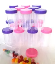 16 Pill Bottle Jars Party Favor Craft Storage Jewels Container 3814 USA Made New