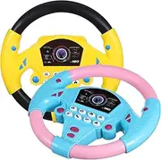 Toyvian 2 Pcs Steering Wheel Toys Plastic Car Musical Steering Wheel Toy Portable Simulated Driving Steering Toys Musical Toys for Toddler Kids