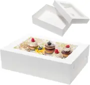 16 Pcs 14X10X4 Rectangle Cake Boxes Window Quarter Sheet Bakery Boxes Donuts Pie