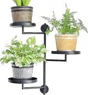 Lunaobrik Wall Mounted Plant Door, Wall Platform,3 Tier Metal Window Sill Plant Shelf - 180 Degree Rotating Decorative Display Jacket for Decorations