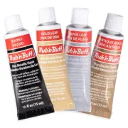 AMACO Rub n Buff Wax Metallic Finish 4 Color Kit - Antique Gold Silver Leaf Gold
