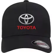 Toyota Motor Auto Logo Black Hat Flexfit Baseball Cap Printed Emblem S/M & L/XL