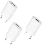 USB Charger Pack of 3, 5V 1A Universal Plug for USB Charging Cable, USB Charger Plug for iPhone Mobile Phone 11 8 Plus 7 7 Plus 6 6s SE 5s, Tablets, MP3, eBook, Smartphone 5W Plug Power Supply