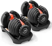 Powertrain 48kg Adjustable Dumbbells Pair (2 x 24kg) Weight Gym Set for Home Fitness 15 -IN-1 Settings