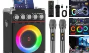 Karaoke Machine, Portable Bluetooth 5.0 Speaker with 2 Wireless Microphones