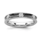 Platinum Sterling Silver Halo White Diamond Eternity Stackable Band Ring Size 10