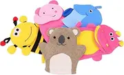 PENIKOKO 5Pcs Cartoon Bath Gloves Fun Animal Shapes for Gentle Exfoliation Soft Bathing Mitts for Daily Bathing Skin Care