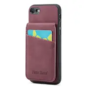 FIERRE SHANN For iPhone 7/8/SE (2020)/SE(2022) Card Holder Phone Case Kickstand PU Leather+TPU Cover