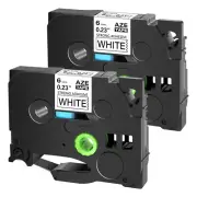 2PK TZ TZe-S211 Extra Adhesive Tape Black On White For Brother P-Touch 0.23''