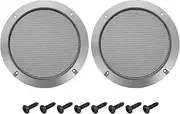 uxcell 2 Pcs 6.5inch Black Speaker Grill Mesh Metal Woofer Guard Protector Dust Cover Iron Gray Decorative Circle ABS Frame with Screws for Home Audio Car Speaker Replacement