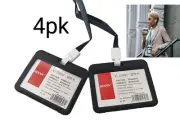 4pk Id Card Holder Lanyard Two Sided Rigid For Name Tag Driver License ID Cards