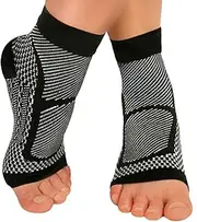 Ankle Brace Compression Sleeve (2 Pairs) - Relieves Achilles Tendonitis, Joint Pain. Plantar Fasciitis Sock with Foot Arch Support Reduces Swelling & Heel Spur Pain. Injury Recovery for Sports