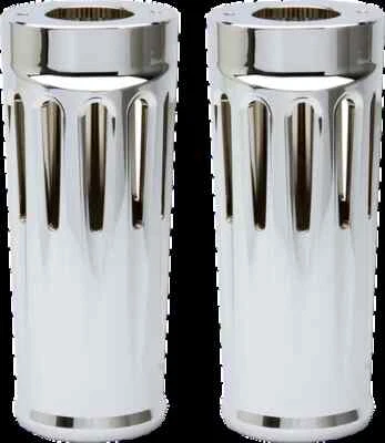 AN Al Fork Boot Covers Pair Deep Cut Chrome 2in Over Road King 14-18