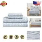 Luxurious Cotton Flannel King Size Sheets Set - Warm Polka Dot Blue Design