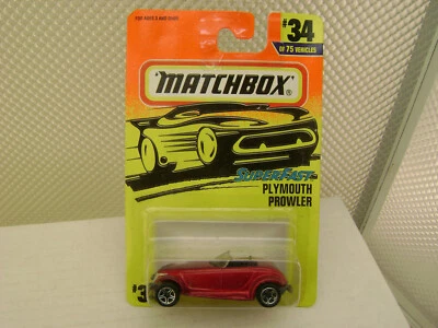 1996 MATCHBOX SUPERFAST #34 RED PLYMOUTH PROWLER NEW ON CARD
