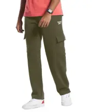 Reebok Men Fleece Cargo Pants | Army Green | Size-S