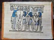 Egyptian Papyrus souvenir art Pharoah offering to the Gods