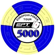 EPT Ceramic EPT European Poker Tour Replica of Season 1, Value 5000, Blister Pack of 25 Chips, Weight 10 g