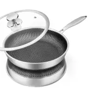 316 Stainless Steel Frying Pan Non-Stick Cooking Frypan Cookware 30cm Honeycomb