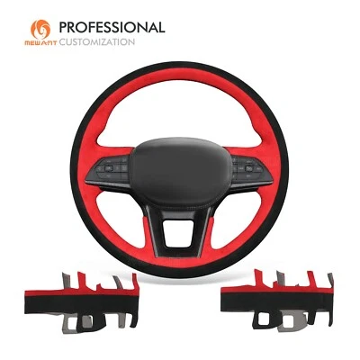 MEWANT Black Red Alcantara Steering Wheel Cover for Jeep Grand Cherokee V(WL)