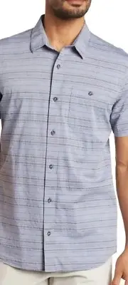 NWT Travis Mathew Thoreau Back Striped Button Down Shirt Size Mens Large