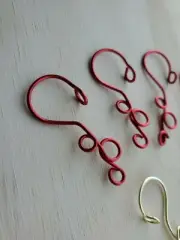 15 RED Mixed Unique looped copper ornament hooks handmade in USA - Strong loops