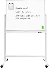 HAND IN HAND Mobile Whiteboard 110x83cm, Free Standing Double Sided Magnetic Dry Erase Board, 360° Rolling White Board with Stands on Wheels for Home Office Classroom