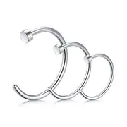 3pcs 6mm 8mm 10mm Silver Surgical Steel Lip Ear Nose Ring Hoop Earrings Body