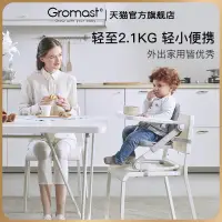 在飛比找淘寶網優惠-Gromast寶寶餐椅便攜式可摺疊嬰兒吃飯坐椅多功能兒童餐桌