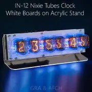IN-12 NIXIE TUBE CLOCK ON ACRYLIC STAND WITH SOCKETS 12/24H [TUBES TEMP SENSOR]