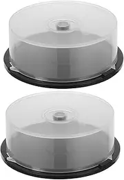 SECFOU 2Pcs Large Capacity CD Dvd Storage Bucket Clear Plastic Organizer for Discs Durable Storage Container for Home Office Dorm and Pub Use