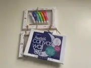 3 Mini Canvas on a Rope Kit Rectangle Colorable Wall Art DIY Set w/Paint & Brush