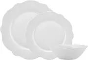 Karaca Daisy 12-Piece Porcelain Dinner Sets with Dinner & Dessert Plates, Cereal & Soup Bowls - New Generation Bone Dinnerware Sets for 4 People (White)
