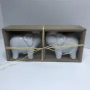 White Porcelain Elephant Salt and Pepper Shakers Set by BIA Cordon Blue NIB 2011
