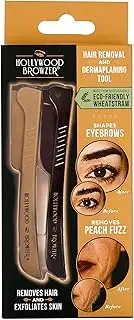Hollywood Browzer Dermaplaning Tool for Face, Eyebrow Shaping, Removing Unwanted Hair and Peach Fuzz, Exfoliating Razor for Women Duo Pack (Gold and Black)
