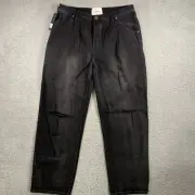NWT One Teaspoon Smith Trouser Distressed Jeans Size 30 Faded Black Wide Leg