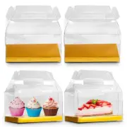 AUREVA PRODUCTS LLC 20 Pack Clear Gable Bakery Gift Boxes with Cardboard, Gold