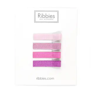 英國Ribbies 柔瑰粉單色髮夾4入組