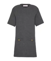 Valentino Short-Sleeved Knit Dress M Gray/Mixed Color