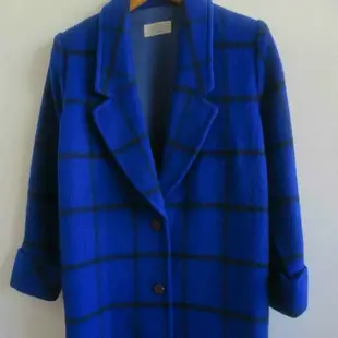 [二手] 日本羊毛100%經典格紋古著細緻物況良好大衣，非常保暖好搭